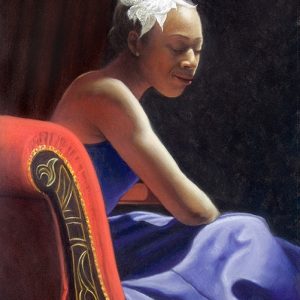 Nina Kristofferson Oil Painting Blue Dress Poster by Martin Gower