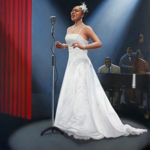 Nina Kristofferson Oil Painting White Dress Poster by Martin Gower